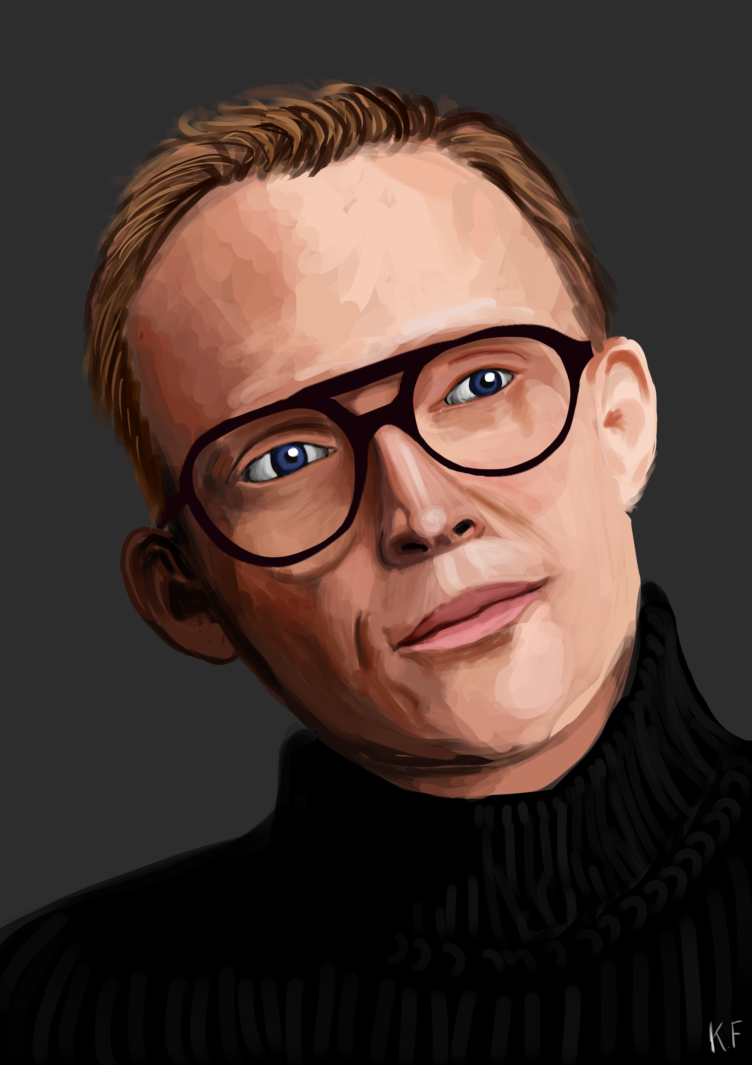 Digital Art of Paul Bettany done in a traditional style.